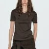 Massimo Dutti V-NECK SHORT SLEEVE - Basic T-shirt - Dark Brown -Massimo Dutti Shop be63be02163c47b2a5748055508a7712