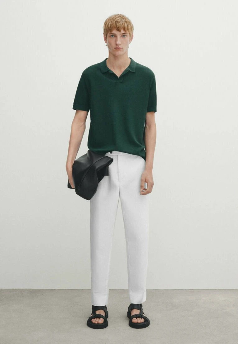 Massimo Dutti Smocked - Polo Shirt - Mottled Green 4 Massimo Dutti Smocked - Polo Shirt - Mottled Green - Image 2