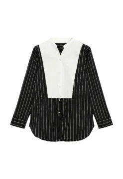 Massimo Dutti STRIPED CHEST GARMENT - Button-down Blouse - Black -Massimo Dutti Shop be8767c2f5bf4f81a57cf6cf89f1f622