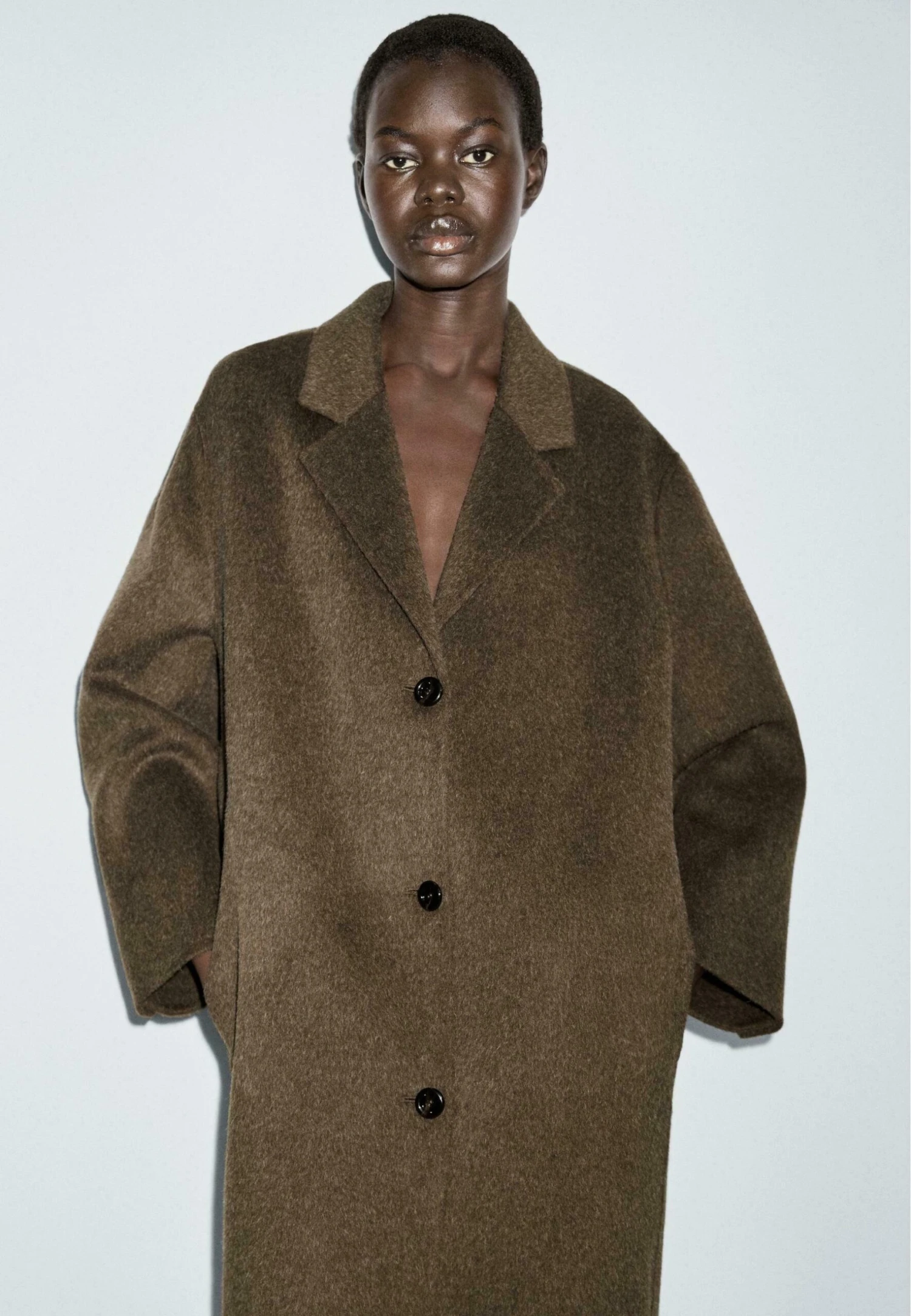 Massimo Dutti LONG BLEND - Classic Coat - Khaki 6 Massimo Dutti LONG BLEND - Classic Coat - Khaki - Image 4