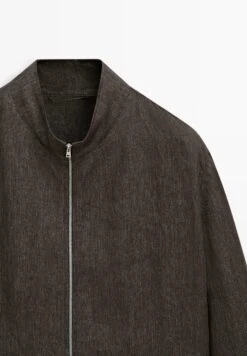 Massimo Dutti FADED TWO-WAY ZIP BOMBER NECK - Summer Jacket - Mottled Brown -Massimo Dutti Shop beb7bd0bbea94231be59bb871feff83f