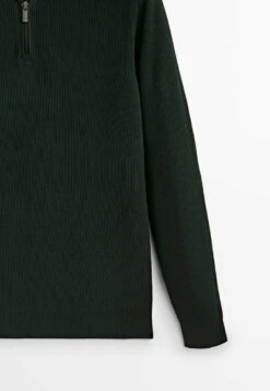 Massimo Dutti Textured Mock Neck With Zip - Jumper - Green -Massimo Dutti Shop bed4e039a9db4cb2a7d09d52866be0b7