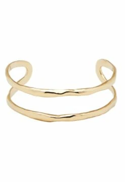 Massimo Dutti Coarse-Textured Open Cuff - Bracelet - Gold Coloured