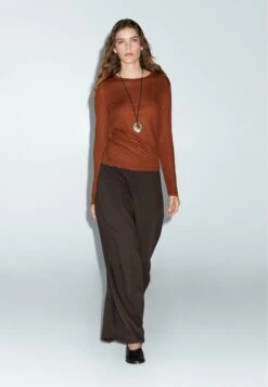 Massimo Dutti REGULAR FIT LONG SLEEVE - Long Sleeved Top - Orange