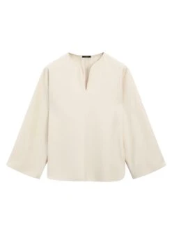 Massimo Dutti FLOWING V-NECK LONG SLEEVE - Blouse - Mottled Beige -Massimo Dutti Shop befdd8de77cd4ecdb904c01e76336ff5
