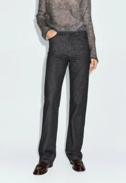 Massimo Dutti HIGH-WAIST - Straight Leg Jeans - Black