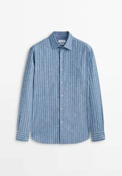Massimo Dutti Soft Wash Striped - Shirt - Blue -Massimo Dutti Shop bf5f8a10cac747bab79e4798f3ad38ff