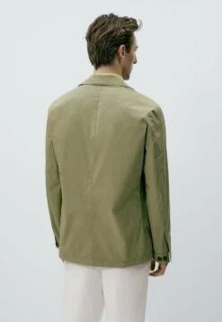 Massimo Dutti Dyed Stretchy - Summer Jacket - Green -Massimo Dutti Shop bf744997bc2e4a21922d27c453d80beb