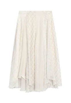Massimo Dutti ASYMMETRIC CHECK MIDI - Maxi Skirt - White -Massimo Dutti Shop bfe08ce960074c74b1b1cd5bf40c8539