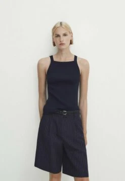 Massimo Dutti With Square Neckline - Top - Dark Blue