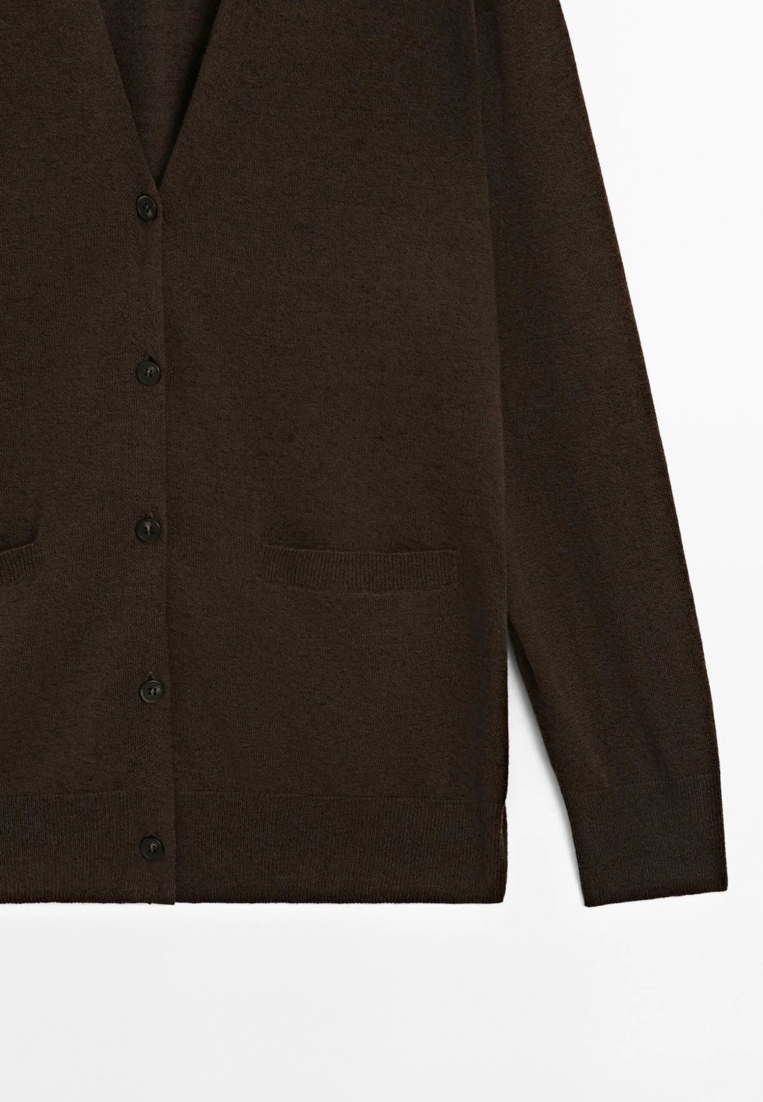 Massimo Dutti LONG V-NECK WITH BUTTONS - Cardigan - Mottled Dark Brown 12 Massimo Dutti LONG V-NECK WITH BUTTONS - Cardigan - Mottled Dark Brown - Image 10