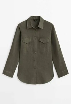 Massimo Dutti With Pockets - Button-Down Blouse - Green -Massimo Dutti Shop c04fd20b2ee745449a54f28ba3c5cbc3