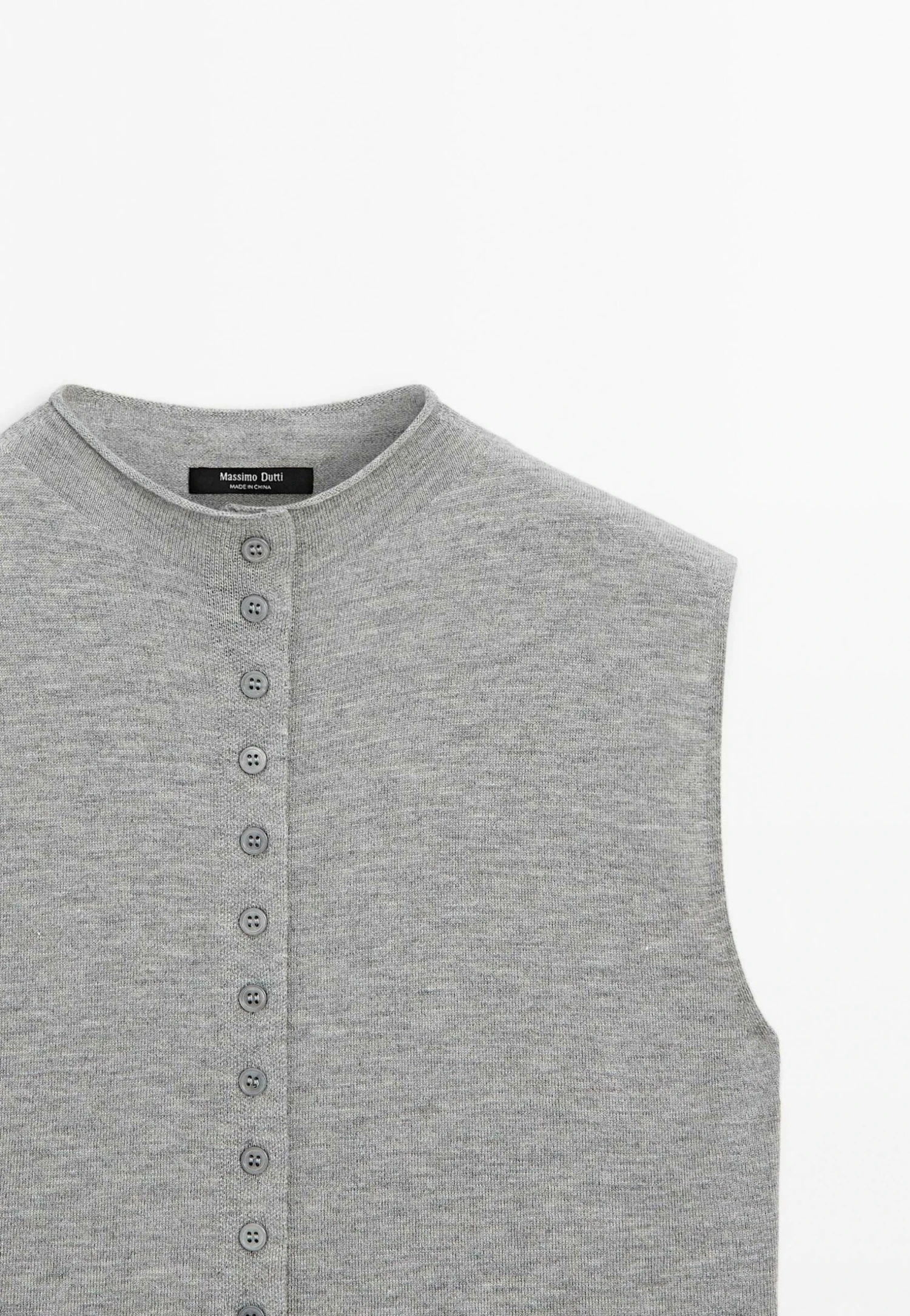 Massimo Dutti CROPPED HIGH COLLAR - Cardigan - Grey 13 Massimo Dutti CROPPED HIGH COLLAR - Cardigan - Grey - Image 11