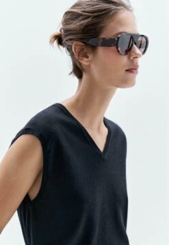 Massimo Dutti CROPPED V-NECK - Jumper - Dark Blue -Massimo Dutti Shop c058849de6734d43b1831bd60a626c48