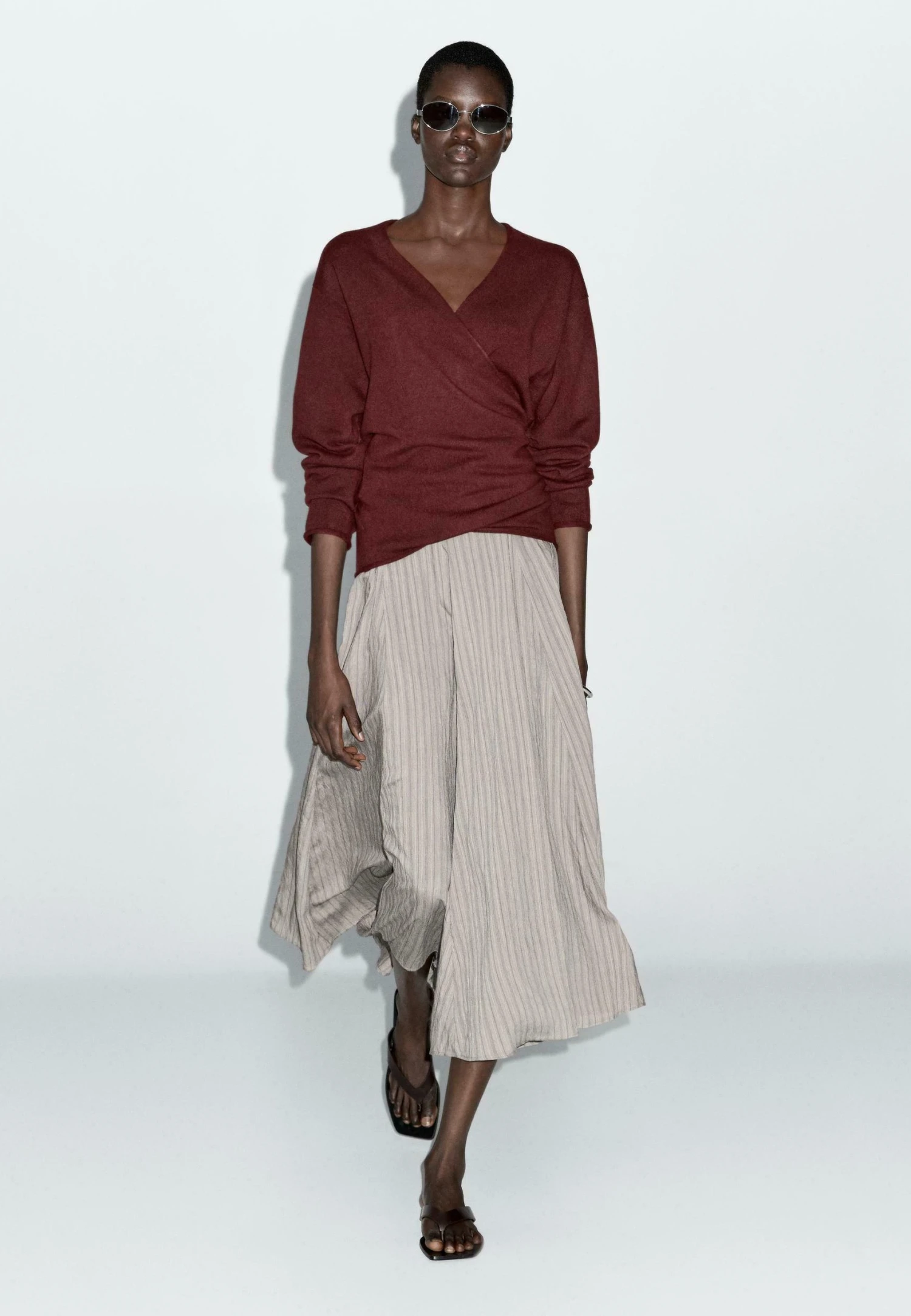 Massimo Dutti STRIPED FLARED MIDI - A-line Skirt - Grey 4 Massimo Dutti STRIPED FLARED MIDI - A-line Skirt - Grey - Image 2