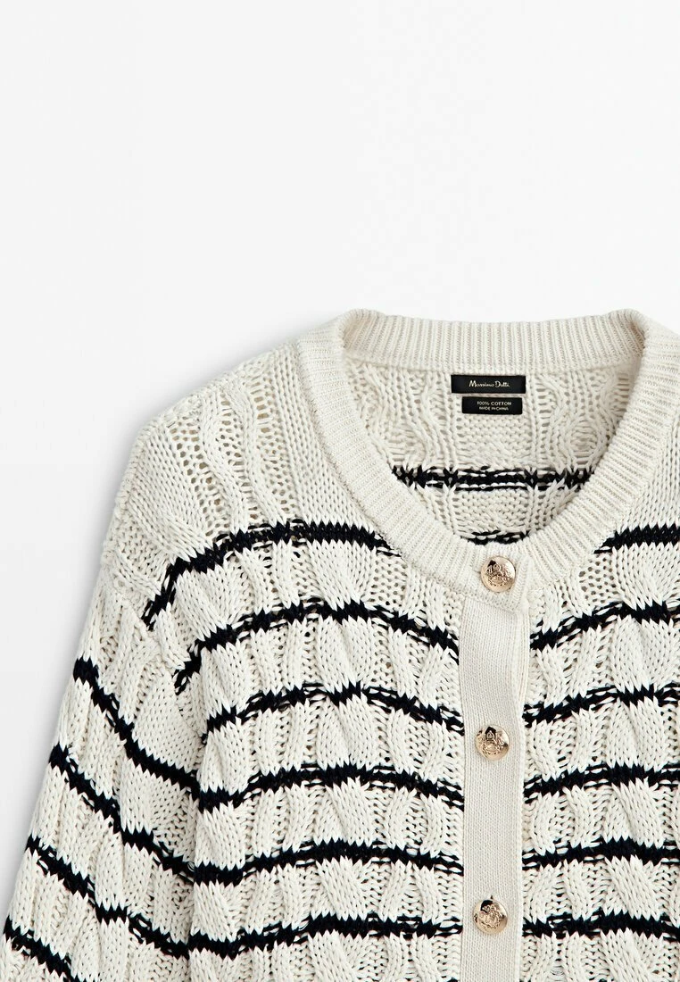 Massimo Dutti Striped Cable - Cardigan - Beige 10 Massimo Dutti Striped Cable - Cardigan - Beige - Image 8