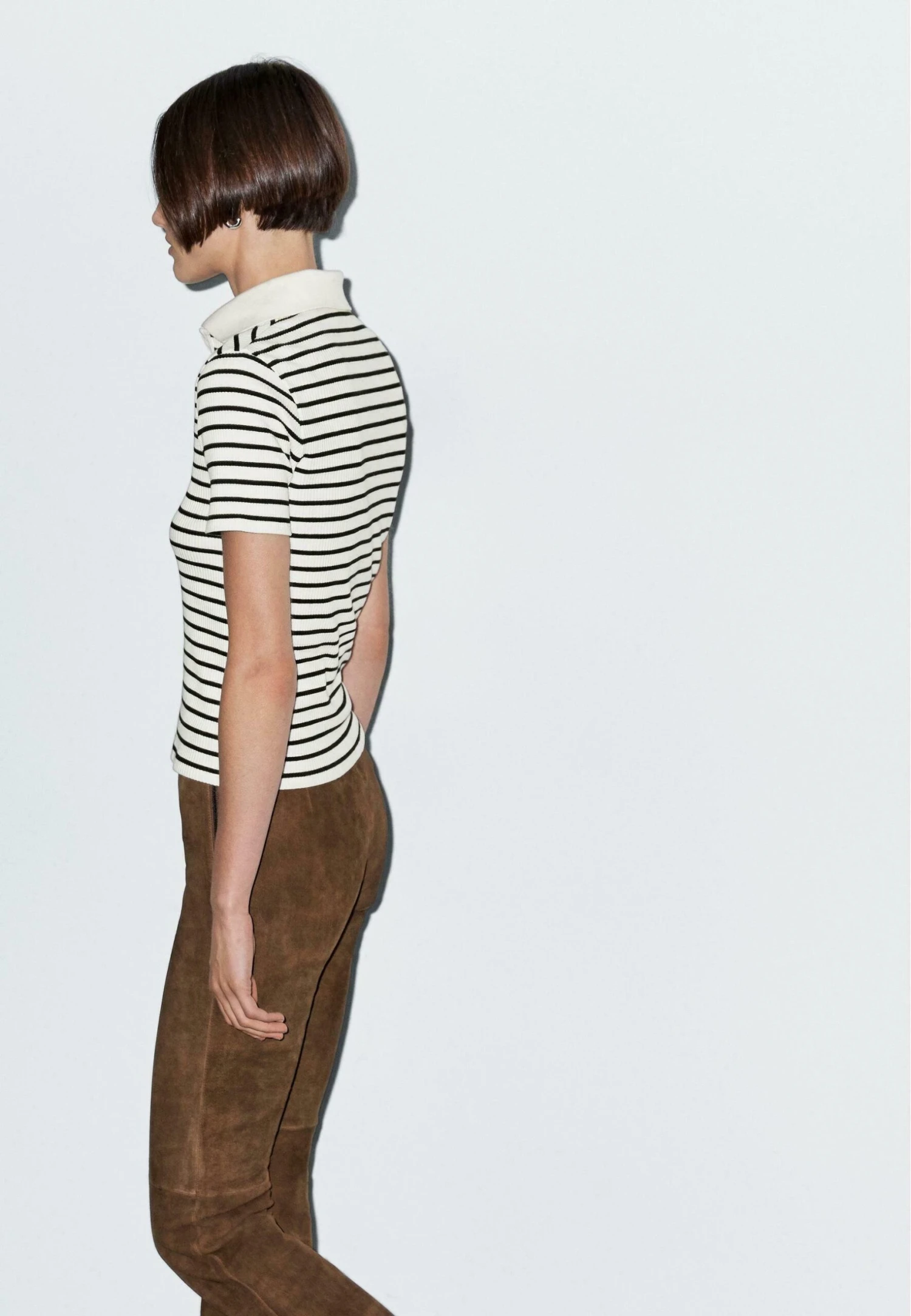 Massimo Dutti STRIPED JOHNNY COLLAR - Polo Shirt - White 5 Massimo Dutti STRIPED JOHNNY COLLAR - Polo Shirt - White - Image 3