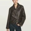 Massimo Dutti WITH LAPEL COLLAR - Leather Jacket - Mottled Dark Green -Massimo Dutti Shop c0f5ebf53b4042a695646ccaa441c309