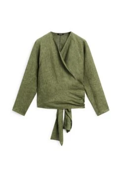 Massimo Dutti FLOWING GARMENT WITH TIE DETAIL AT THE WAIST - Blouse - Mottled Dark Green -Massimo Dutti Shop c1042e2537e5432fac0f7bb9069bd8cd