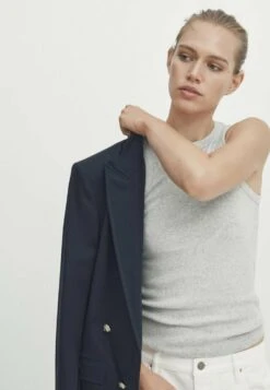 Massimo Dutti Mock Double-Breasted Buttoned - Short Coat - Dark Blue -Massimo Dutti Shop c13793bfbfc64e77894c817605b99a9b