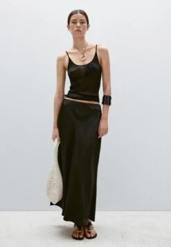 Massimo Dutti FLOWING SATIN MIDI - Maxi Skirt - Black -Massimo Dutti Shop c138b1897dc34451b4b4d87563b3620f
