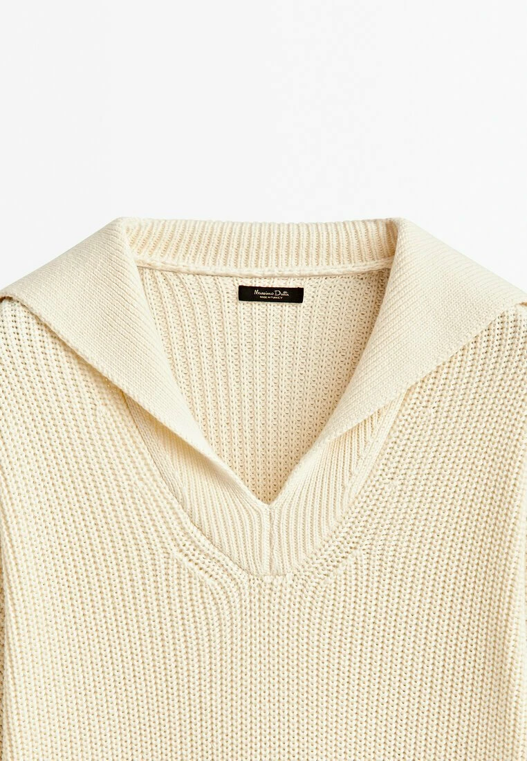 Massimo Dutti Striped With Polo Collar - Jumper - Beige 11 Massimo Dutti Striped With Polo Collar - Jumper - Beige - Image 9