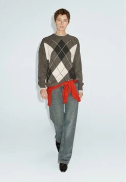 Massimo Dutti ARGYLE PRINT KNIT - Jumper - Mottled Green -Massimo Dutti Shop c15952130be546af87f3e8530cef24d1
