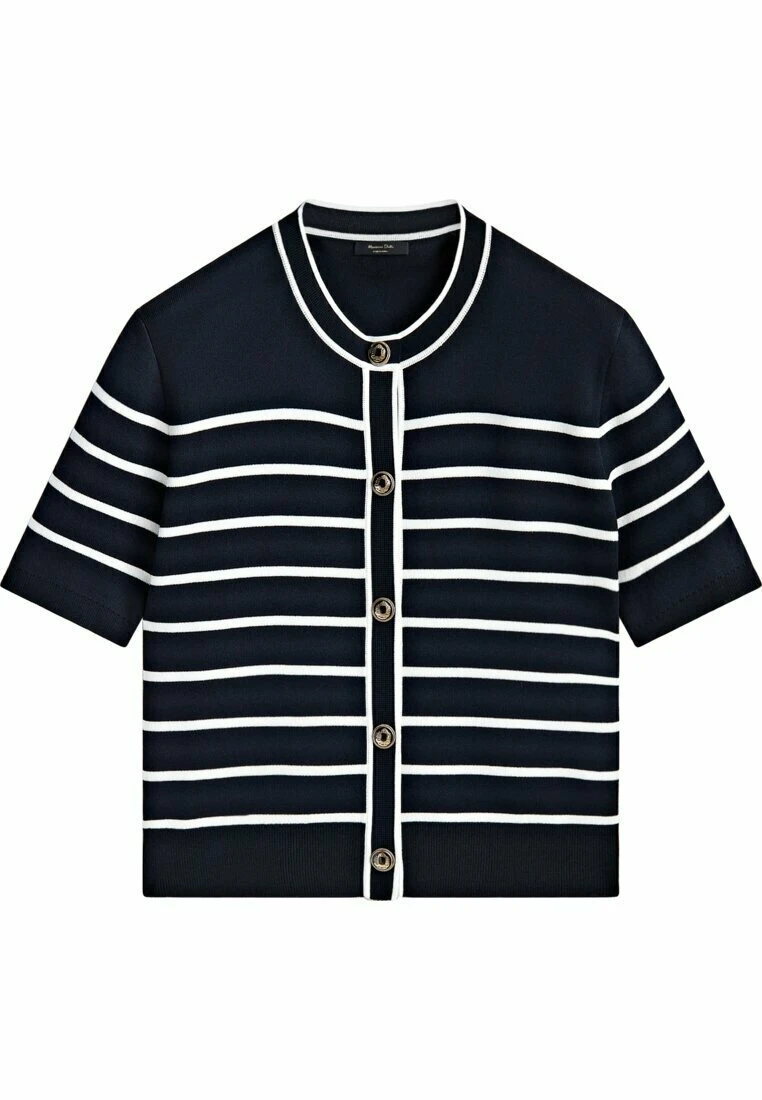 Massimo Dutti Striped Short Sleeve- Cardigan - Dark Blue 7 Massimo Dutti Striped Short Sleeve- Cardigan - Dark Blue - Image 5