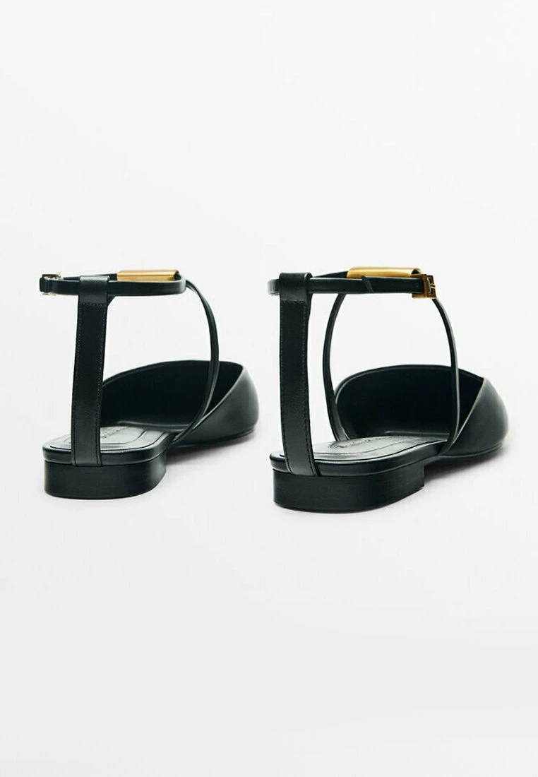 Massimo Dutti Flats With Piece- Ankle Strap Ballet Pumps - Black 5 Massimo Dutti Flats With Piece- Ankle Strap Ballet Pumps - Black - Image 3