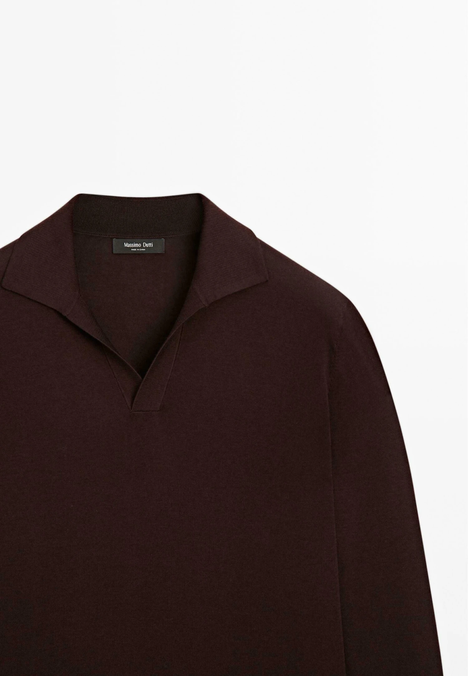 Massimo Dutti LONG SLEEVE POLO COLLAR - Long Sleeved Top - Bordeaux 9 Massimo Dutti LONG SLEEVE POLO COLLAR - Long Sleeved Top - Bordeaux - Image 7