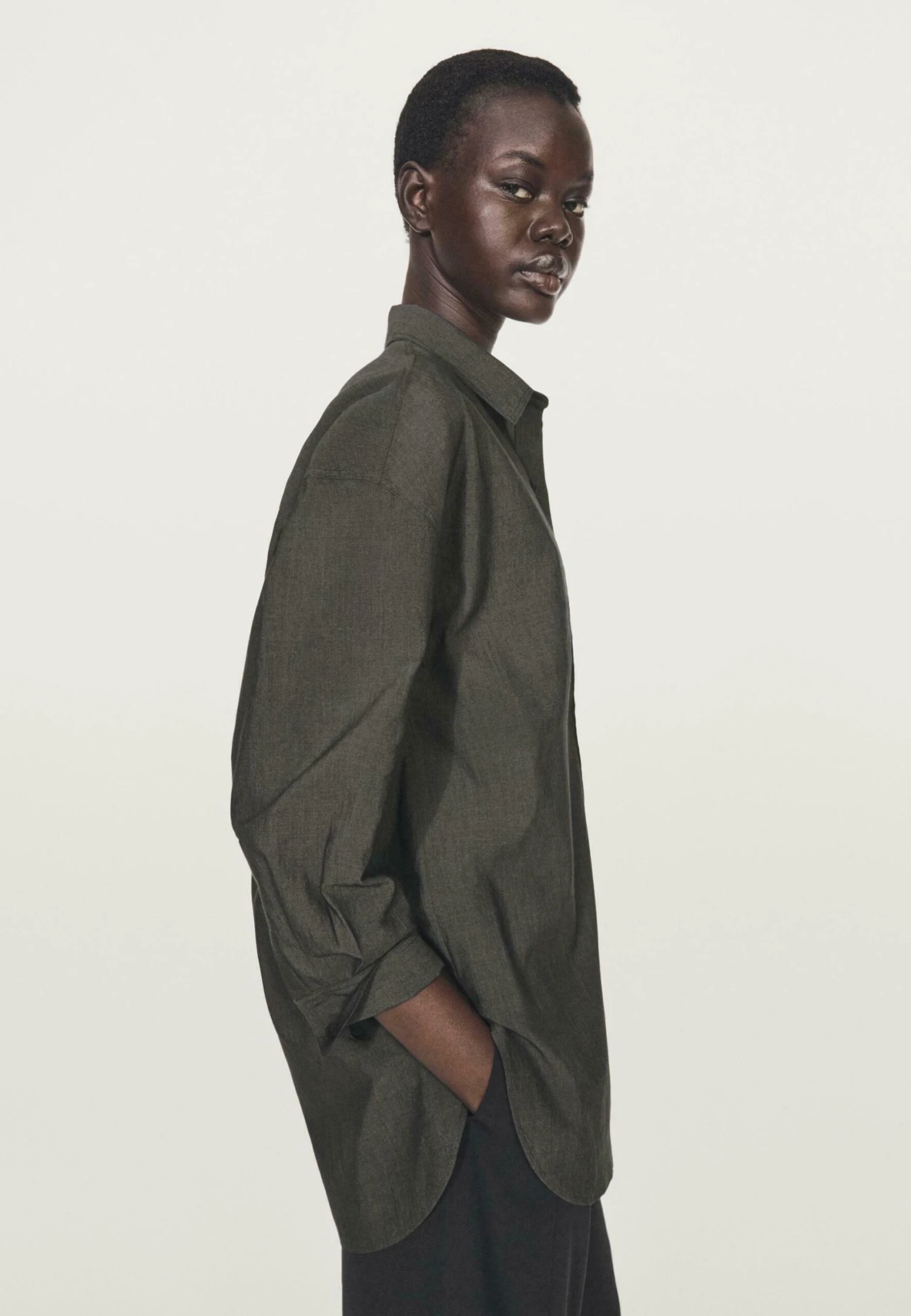 Massimo Dutti BLEND - Button-down Blouse - Dark Grey 5 Massimo Dutti BLEND - Button-down Blouse - Dark Grey - Image 3