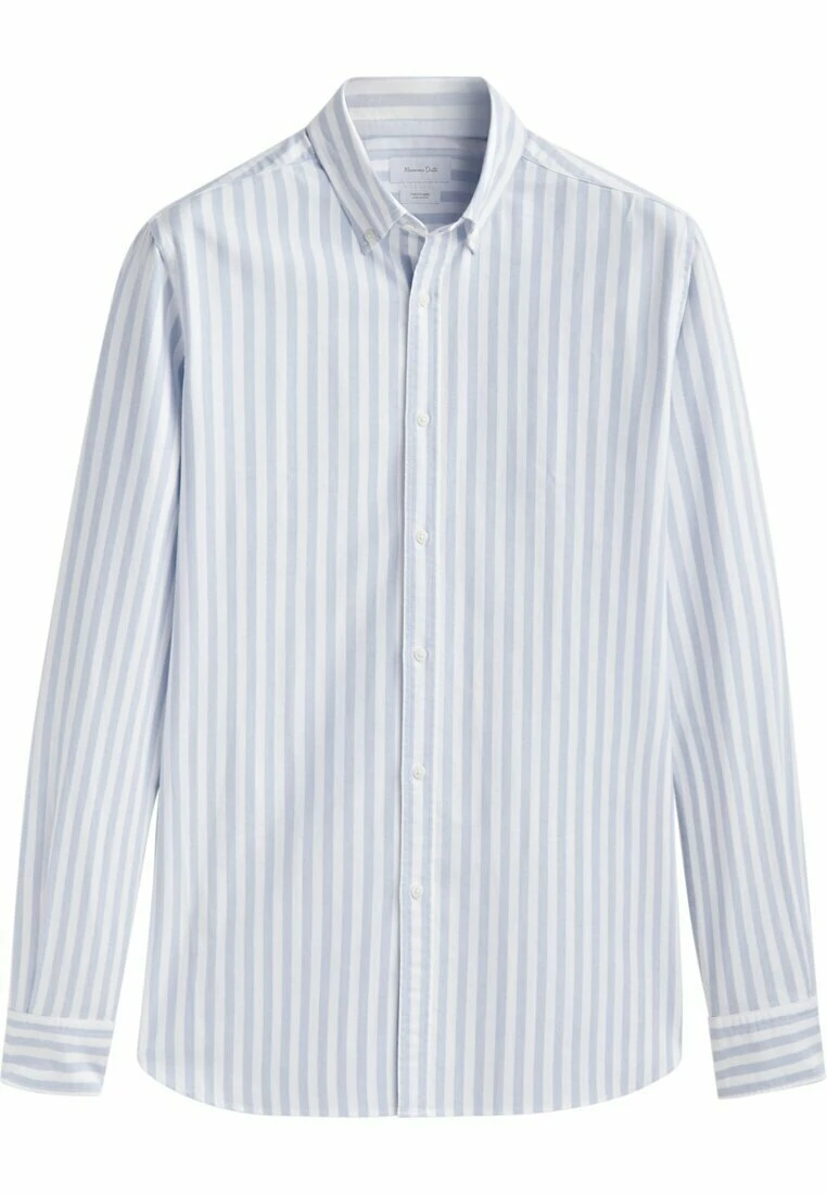 Massimo Dutti Soft Wash Regular Fit Striped Oxford - Shirt - Blue 8 Massimo Dutti Soft Wash Regular Fit Striped Oxford - Shirt - Blue - Image 6