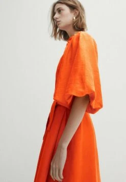 Massimo Dutti With Puff Sleeves- Shirt Dress - Orange -Massimo Dutti Shop c245a386c37c402b9a331833af86f238
