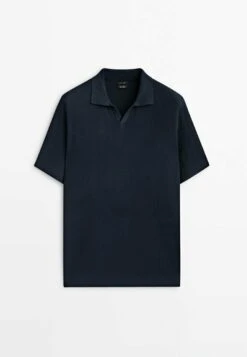 Massimo Dutti Vertical-Textured Micro - Polo Shirt - Dark Blue -Massimo Dutti Shop c292029d442f41ff81df998380dd6300
