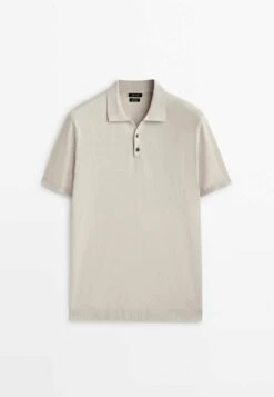 Massimo Dutti With V-Neck And Buttons - Polo Shirt - Beige -Massimo Dutti Shop c2b9eec238544b3991a97b5afe115b5e