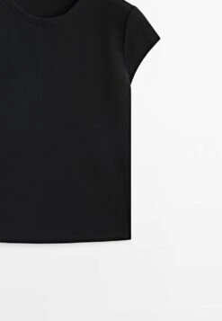 Massimo Dutti Mercerised - Basic T-Shirt - Black -Massimo Dutti Shop c2e6f1293aba44f1a4067442cd4c4453