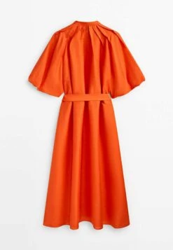 Massimo Dutti With Puff Sleeves- Shirt Dress - Orange -Massimo Dutti Shop c2ec60fcd1cd42d2bb41a75c15a7ba1e