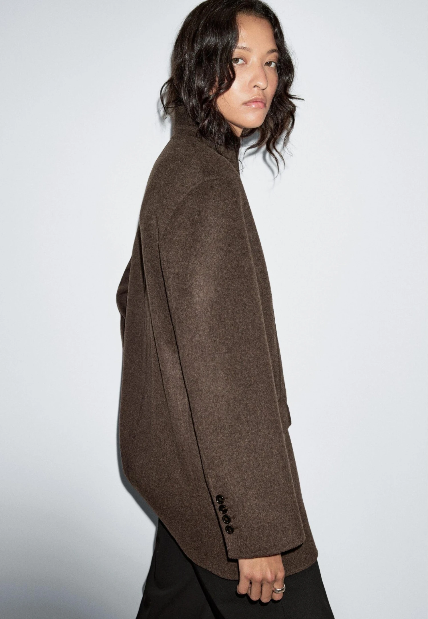 Massimo Dutti TUXEDO COLLAR - Classic Coat - Brown 6 Massimo Dutti TUXEDO COLLAR - Classic Coat - Brown - Image 4