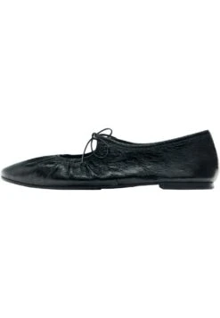 Massimo Dutti Tied Flats - Ballet Pumps - Black