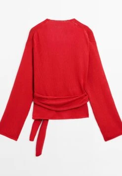Massimo Dutti V-NECK WITH BELT DETAIL - Cardigan - Red -Massimo Dutti Shop c39ac4b1bef041cca68a56c2c9c6b2d0