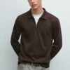 Massimo Dutti LONG SLEEVE ZIP-UP POLO NECK - Long Sleeved Top - Brown -Massimo Dutti Shop c3b313a68f424570b66e9b43bdb04d8a
