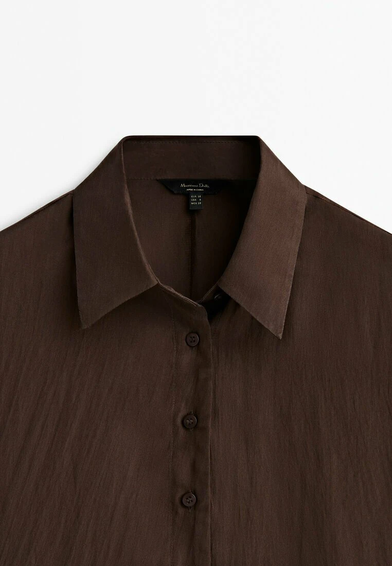 Massimo Dutti Habotai- Button-Down Blouse - Mottled Brown 12 Massimo Dutti Habotai- Button-Down Blouse - Mottled Brown - Image 10