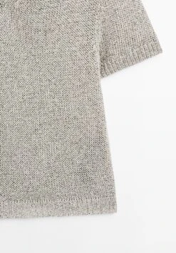 Massimo Dutti V-NECK SHORT SLEEVE WITH FABRIC DETAIL - Jumper - Grey -Massimo Dutti Shop c49ac776f8d746e7849e364201477587