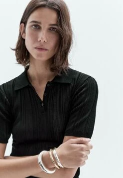 Massimo Dutti SHORT SLEEVE WITH RIBBED DETAIL - Polo Shirt - Black -Massimo Dutti Shop c4c006e689dc4562810575c200748cfa