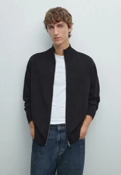 Massimo Dutti HIGH COLLAR WITH ZIP - Cardigan - Dark Blue