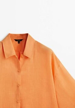Massimo Dutti Short Sleeve - Button-Down Blouse - Orange -Massimo Dutti Shop c4e54fbe2f704a01ac4aac6c7058e819
