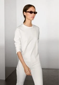 Massimo Dutti INTERLOCK LONG SLEEVE - Long Sleeved Top - White