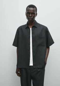 Massimo Dutti REGULAR FIT SHORT SLEEVE - Shirt - Dark Blue