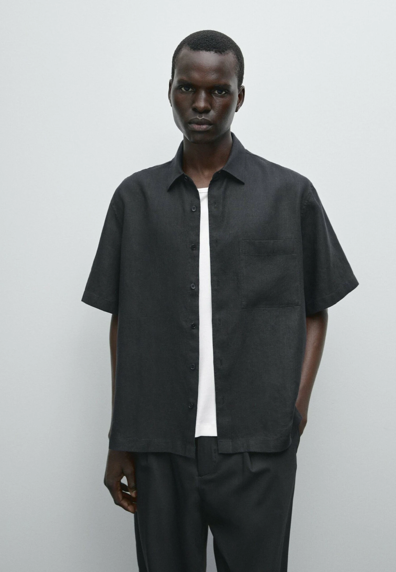 Massimo Dutti REGULAR FIT SHORT SLEEVE - Shirt - Dark Blue 3 Massimo Dutti REGULAR FIT SHORT SLEEVE - Shirt - Dark Blue