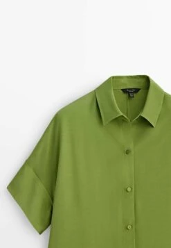 Massimo Dutti Flowing - Button-Down Blouse - Green -Massimo Dutti Shop c5373bc0794b4a129ecbd04b58f381da